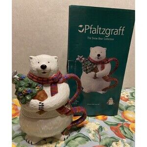 Pfaltzgraff Snow Bear Tea for 1 Christmas Holiday Polar Bear Tea Pot NIB Winter